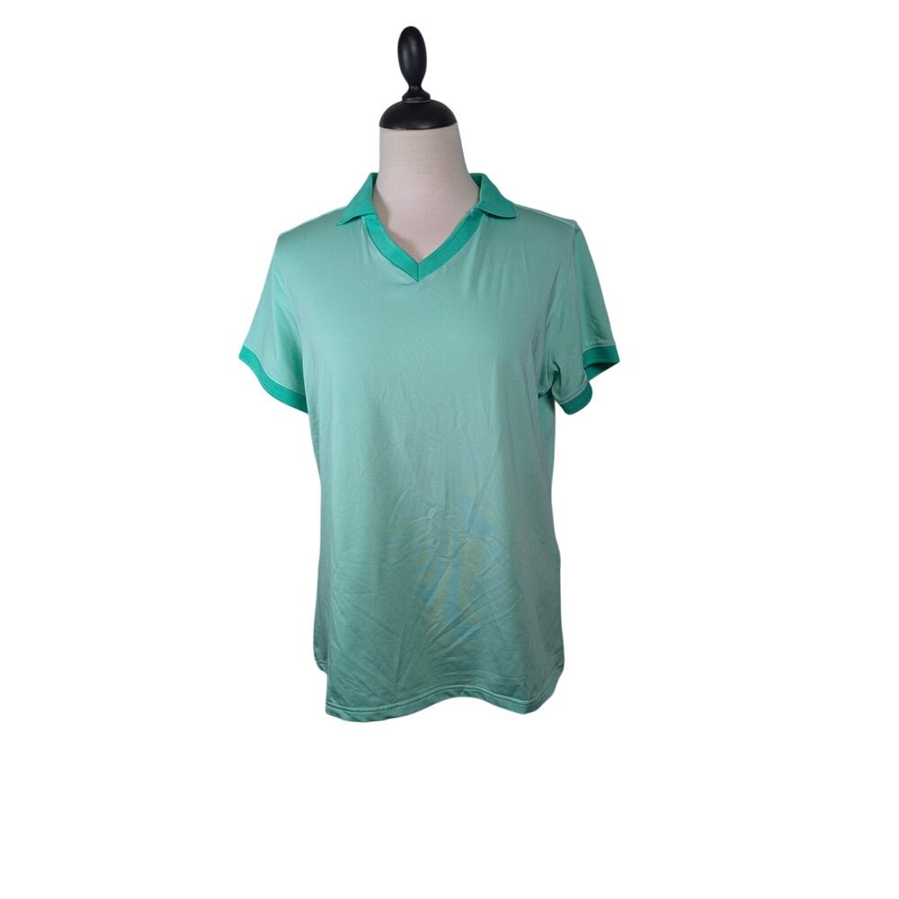FootJoy Women's Size Large Spearmint Green Open Collar Polo Shirt Short Sleeve